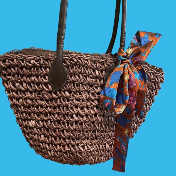 Sand N Sun Handbags - LOW START - SAND N SUN NATURAL WOVEN STRAW HANDBAG NWOT